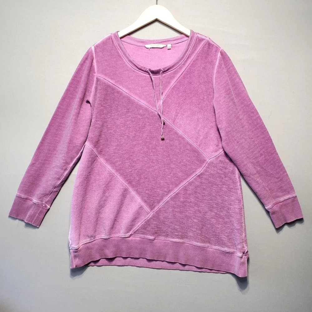 Soft Surroundings Parissa Waffle Top Womens M Purple Washed Patchwork Cozy Boho